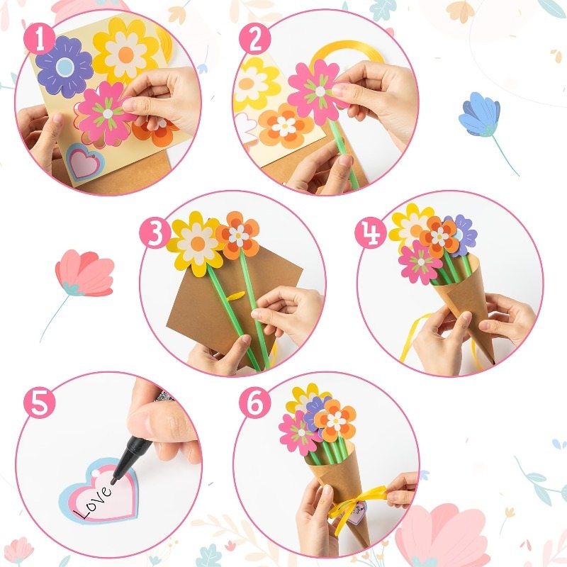 100Pcs DIY Flower Bouquet Kit  - Papercraft Supply Ribbon recension och pris